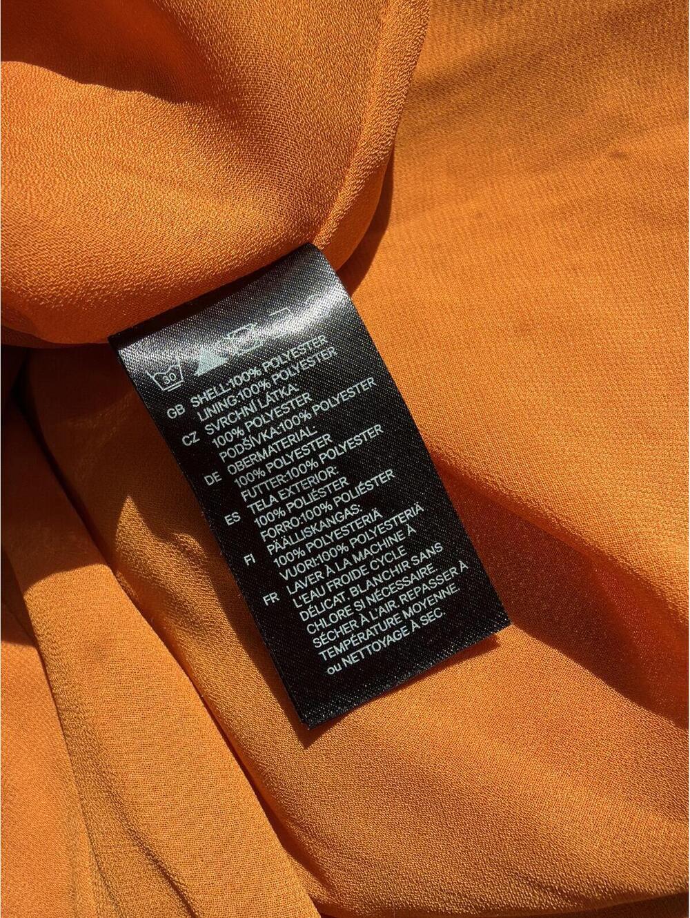 H&M Orange One Shoulder Ruffle Dress Pleated Swing Mini - Picture 7 of 7